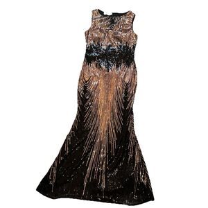 Beauty Emily Black Sleeveless Sequin Dress Long X-Large